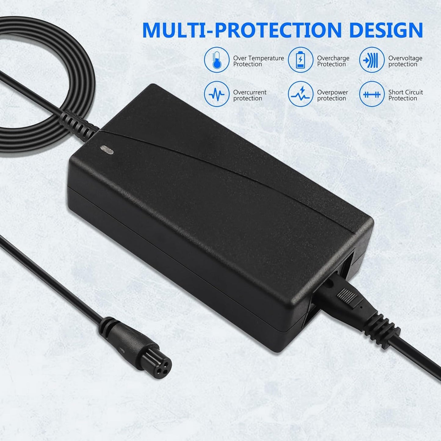 Adaptador de corriente de 42V 2A | Fuente de alimentación de batería de litio AC100-240V, 50/60Hz | Cargador compacto/portátil