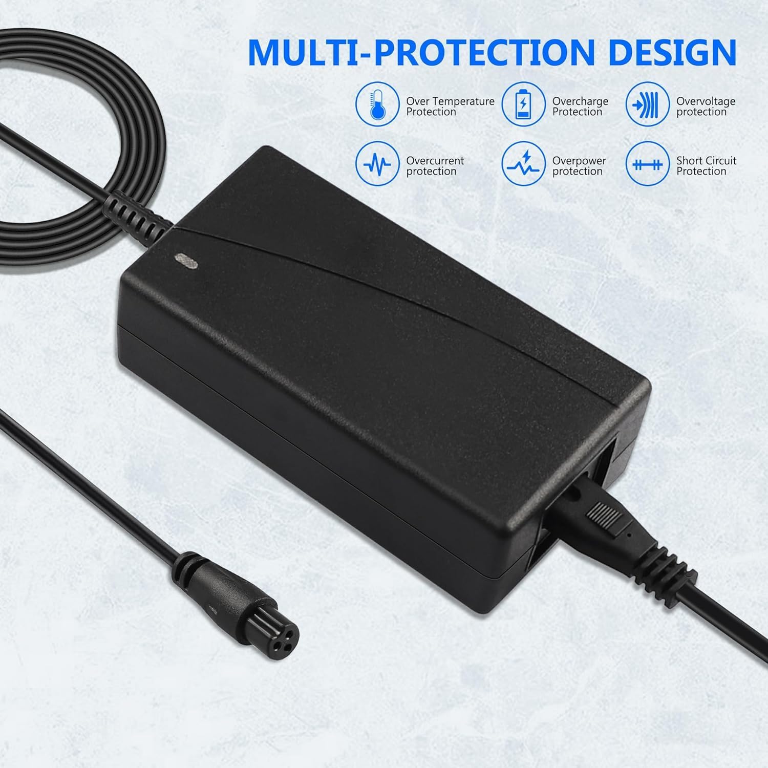 Adaptador de corriente de 42V 2A | Fuente de alimentación de batería de litio AC100-240V, 50/60Hz | Cargador compacto/portátil