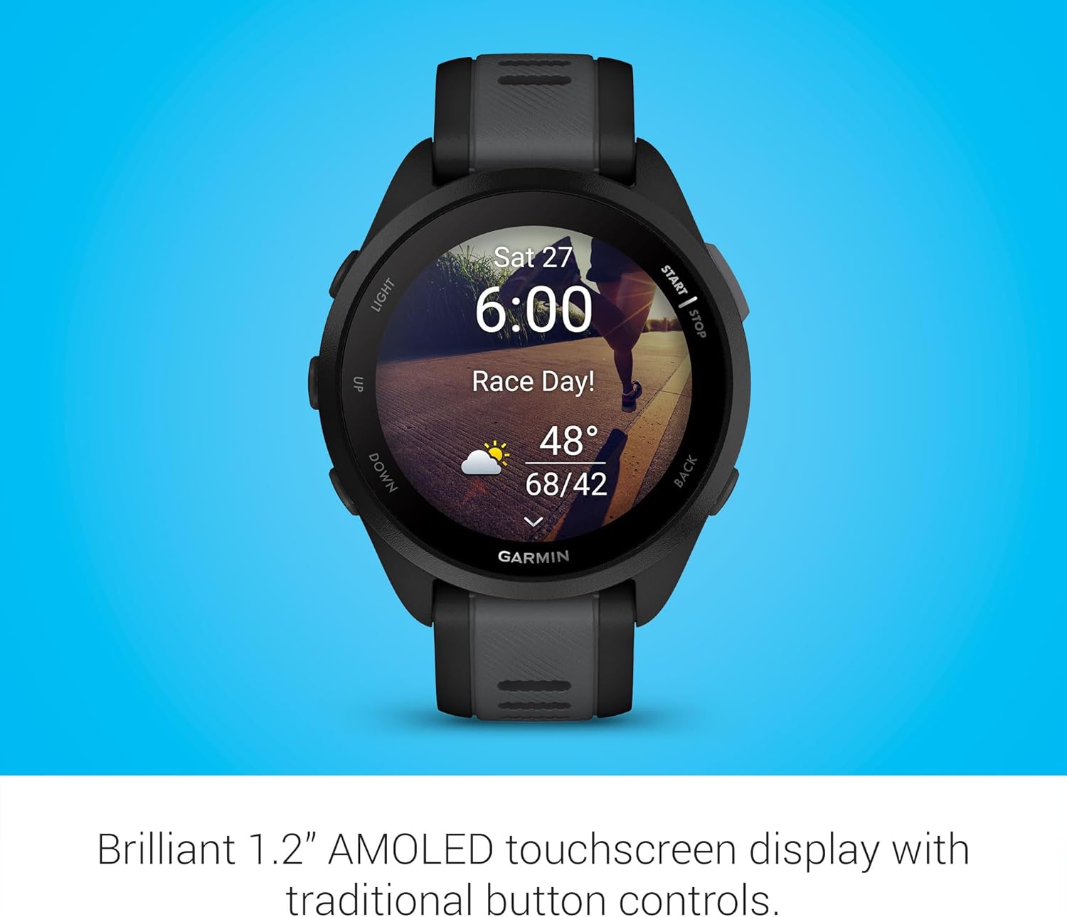 Garmin Forerunner 165 Smartwatch Running – AMOLED, GPS, Ritmo & Frecuencia Cardíaca, Entrenamiento y Recuperación 