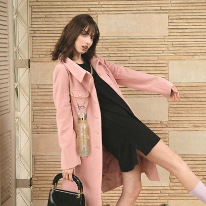 Botella térmica con Glitter de imitación con tapa | 750 ml | Aislado de acero inoxidable con diamantes de imitación de primera calidad | Color: Dorado