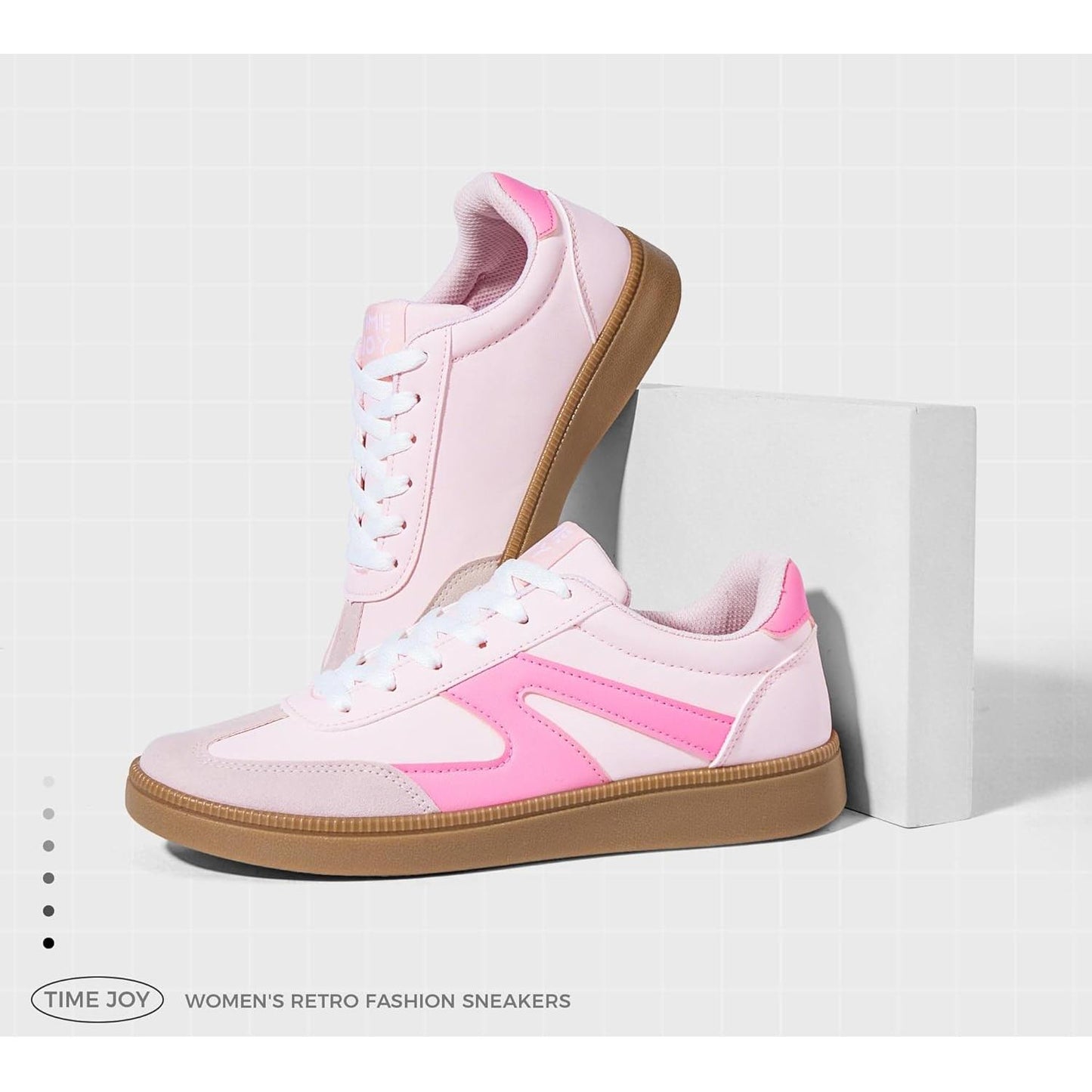 Zapatillas retro para mujer | Estilo vintage | Cuero y gamuza Rosa