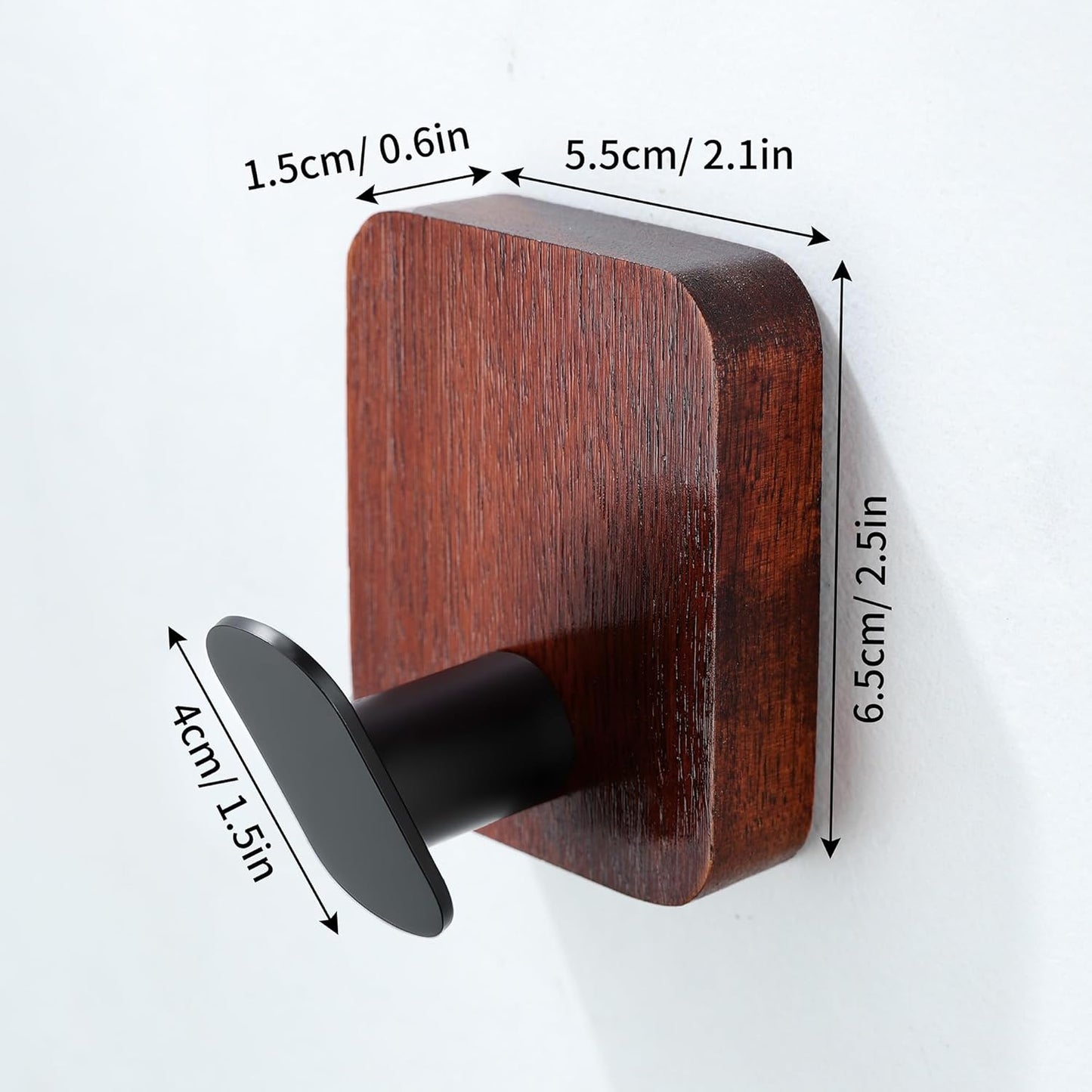 Ganchos adhesivos | Paquete de 4 ganchos de pared para toallas/abrigos | Para baño o cocina | Color: Madera