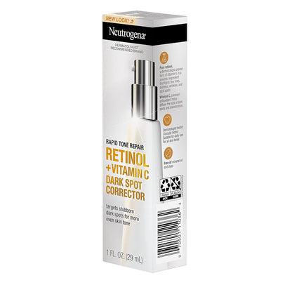 Neutrogena Reparador de Tono Retinol + Vitamina C - Corrector de manchas oscuras - Serum facial, corrector diario de manchas oscuras antiarrugas para iluminar y tonificar uniformemente, sin aceite mineral