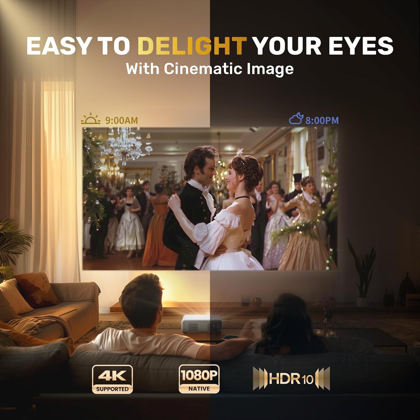 Aurzen EAZZE D1 Smart Proyector | Full HD Nativo 1080P | Netflix Oficial, Autoenfoque, Dolby Audio, Zoom 50-100% | WiFi 5G + Bluetooth Bidireccional