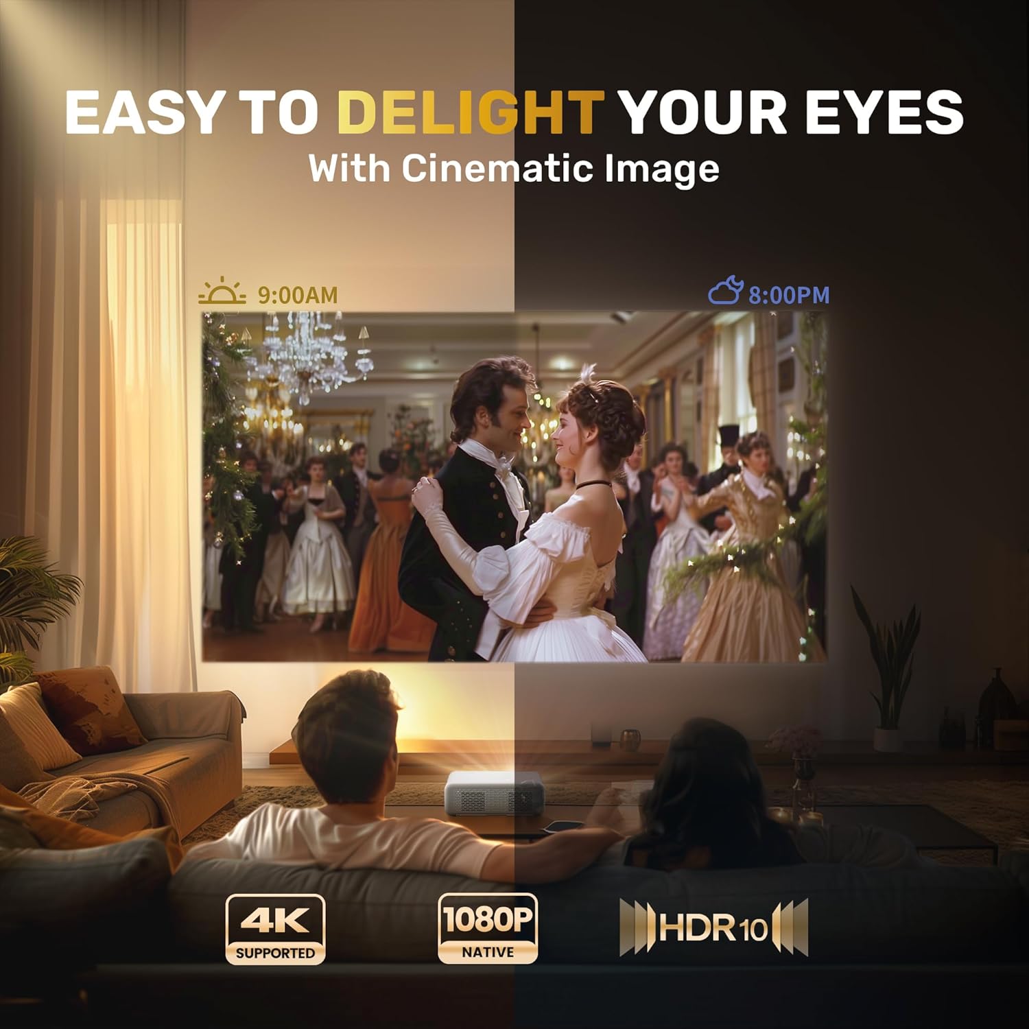 Aurzen EAZZE D1 Smart Proyector | Full HD Nativo 1080P | Netflix Oficial, Autoenfoque, Dolby Audio, Zoom 50-100% | WiFi 5G + Bluetooth Bidireccional
