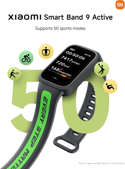 Smart Band 9 Active Global | Pantalla 1.47", 60 Hz | Hasta 18 días de batería | 50 modos deportivos | Salud 24/7 | 5 ATM (negro)