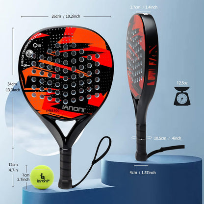 Padel Racket Carbon Fiber Surface with EVA Memory Flex Foam Core Lightweight Padel Racquet
