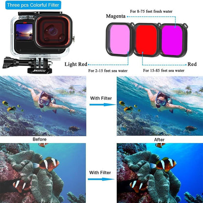 Kit de Accesorios 62-en-1 para GoPro Hero 13/12/11/10/9 Black — Carcasa Sumergible, Funda de Silicona, Protectores de Vidrio, Palo Selfie de Aluminio y más (Husiway)