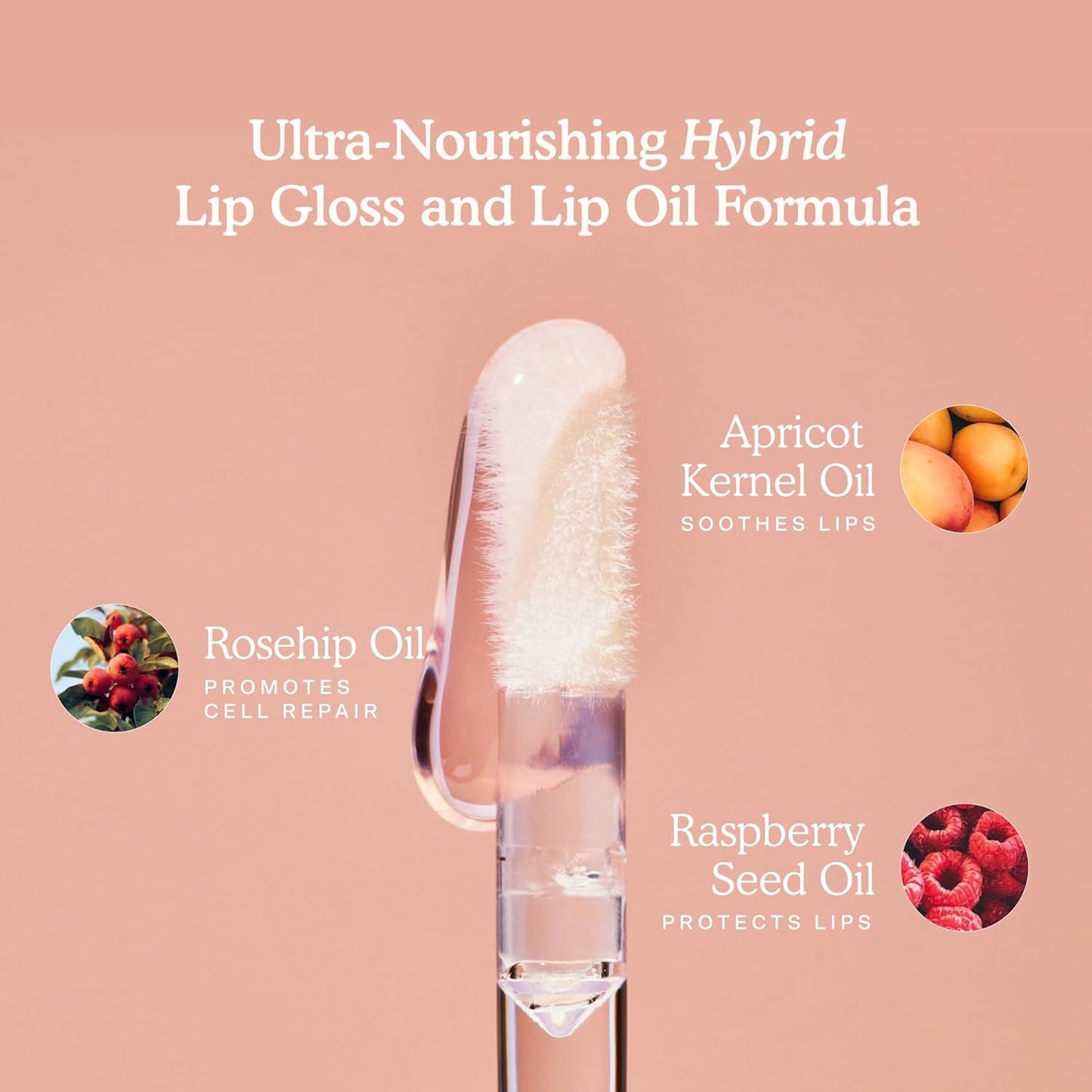 Brillo labial hidratante vegano no pegajoso e hidratante | Aceite de albaricoque y semilla de frambuesa 