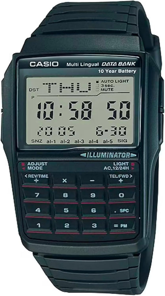 Casio DBC32-1A Data Bank | Reloj Digital Vintage para Hombre con Calculadora y Conversión de Moneda