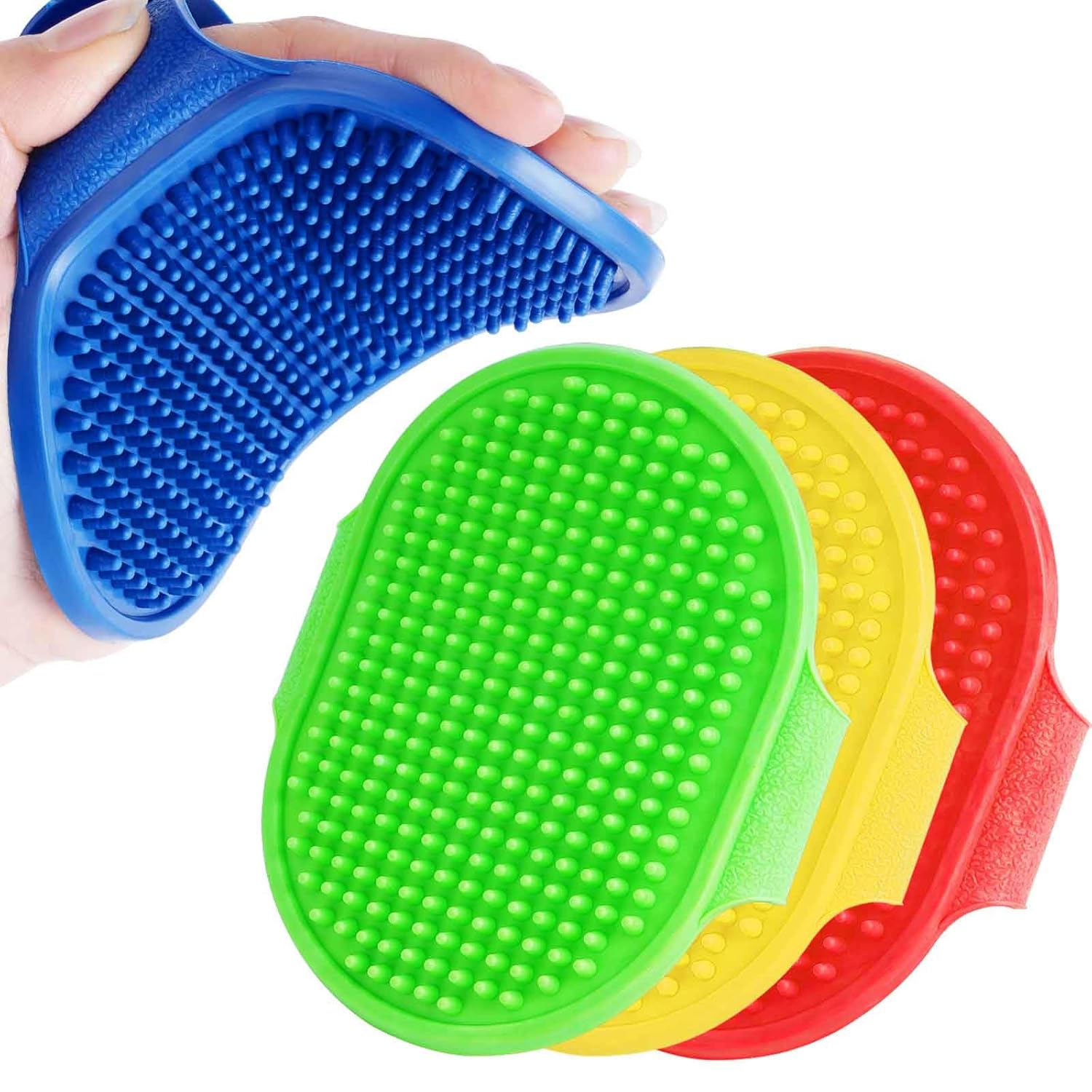 Set de 2 Cepillos de Silicona para Perros y Gatos | Cepillo de Baño y Grooming con Mango Ajustable | Masaje, Deshedding y Limpieza Suave