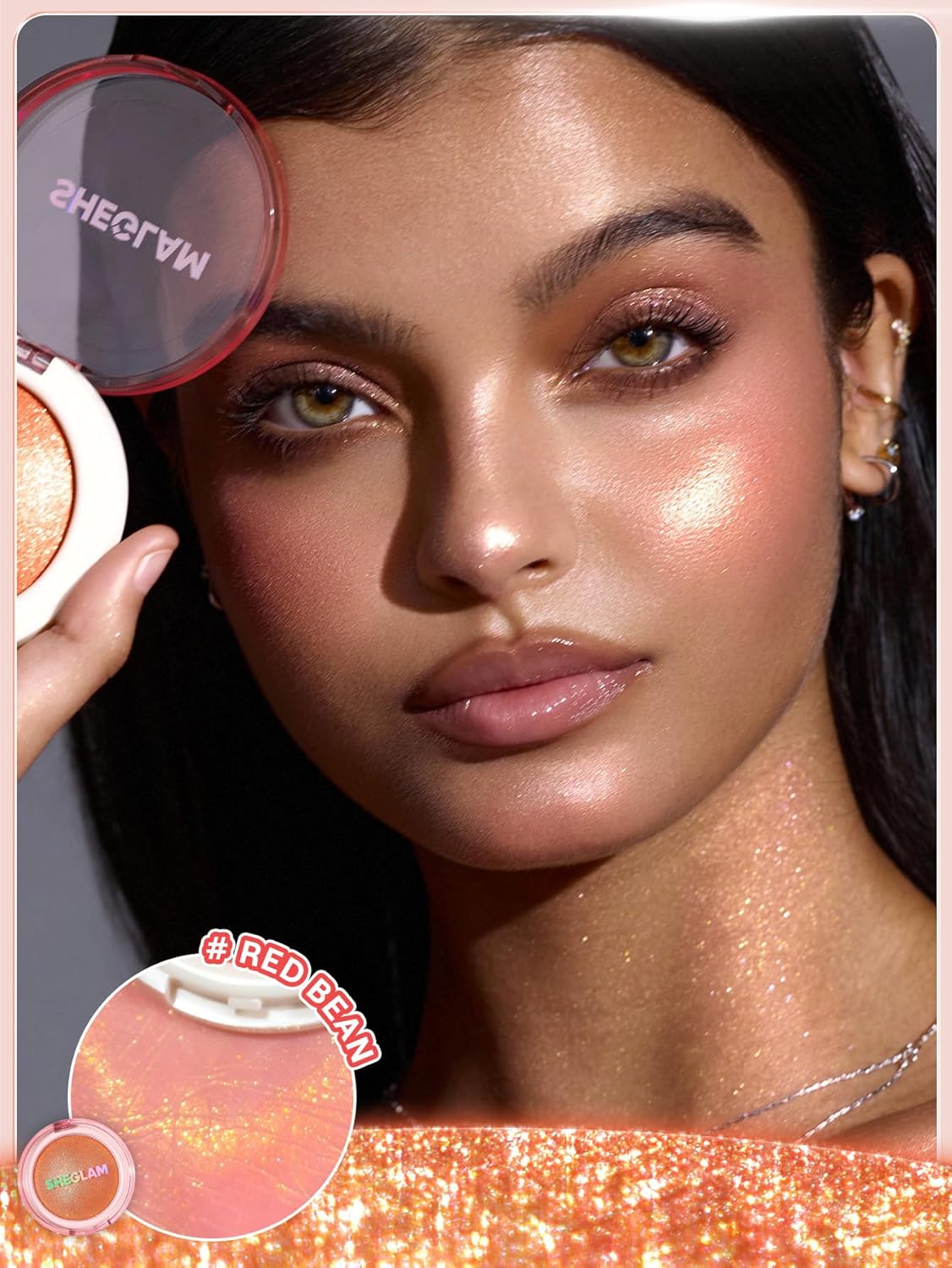 Iluminador con fórmula simil Mochi | Maquillaje brillante | Larga duración | Color: rojo (Red Bean)