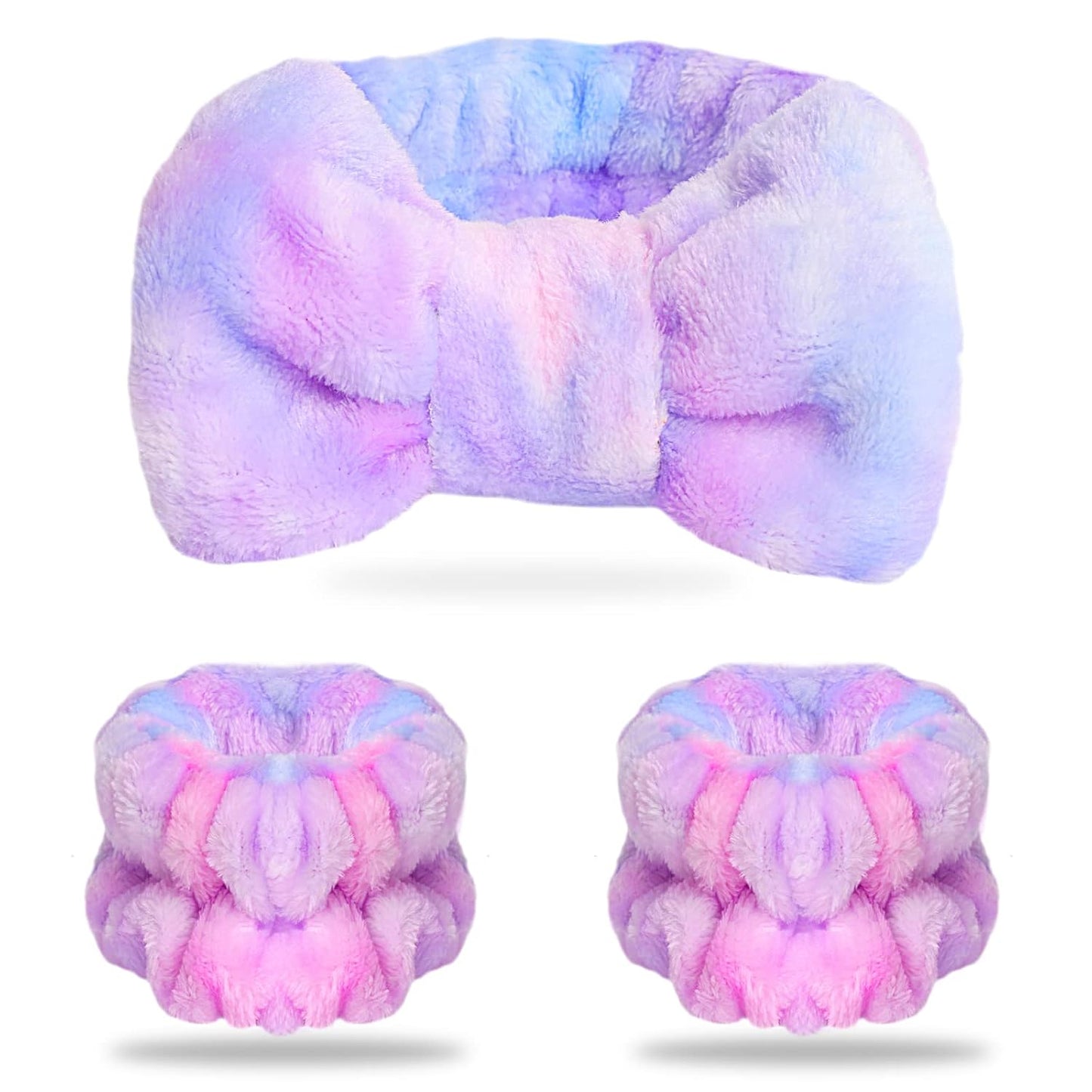 Diademas de maquillaje - 1 diadema de spa negra +  2 muñequeras absorbentes 