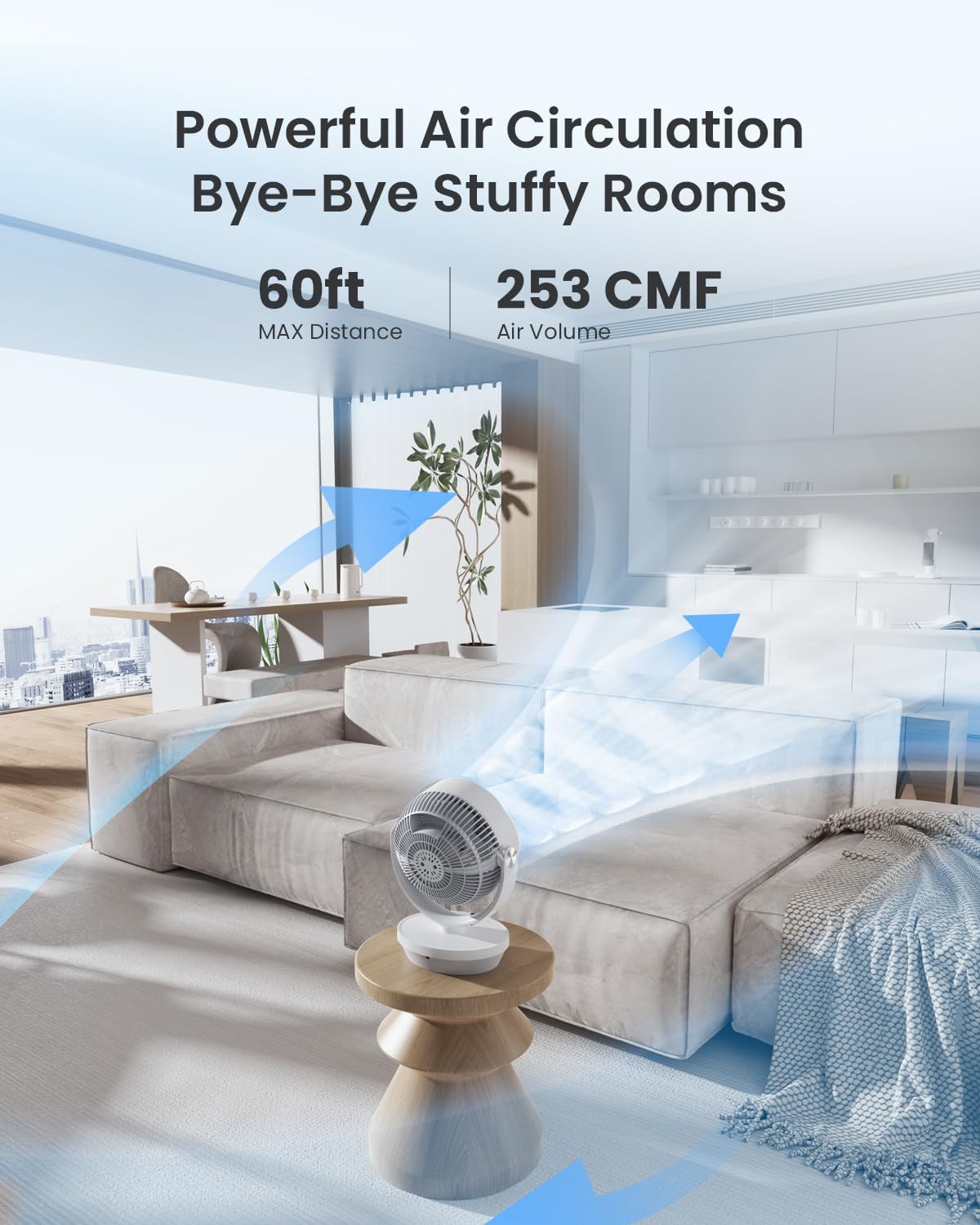 Ventilador para dormitorio | 13 pulgadas | Con control remoto