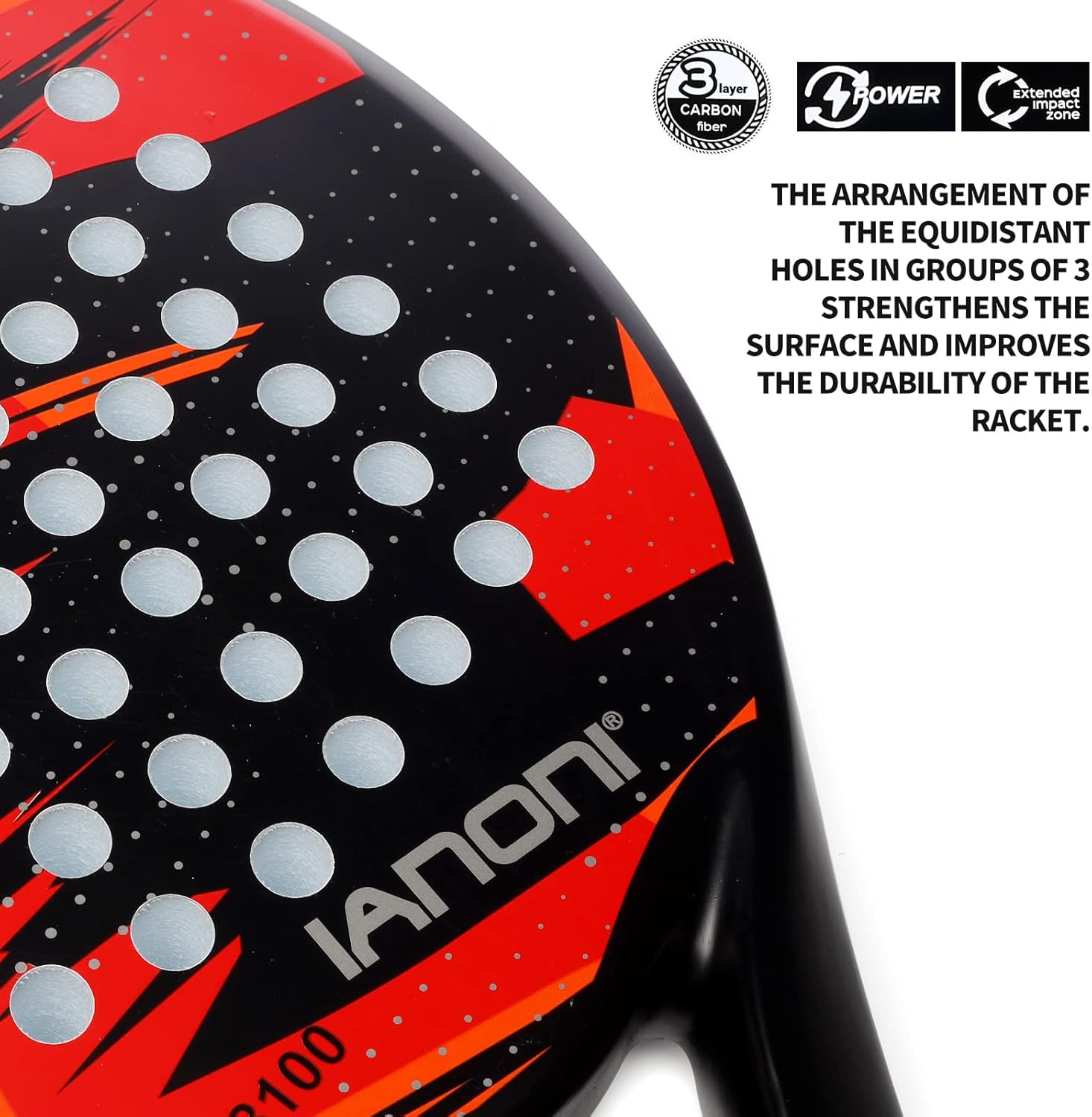 Padel Racket Carbon Fiber Surface with EVA Memory Flex Foam Core Lightweight Padel Racquet