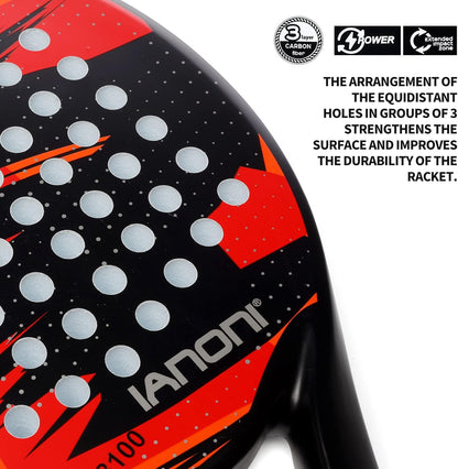 Padel Racket Carbon Fiber Surface with EVA Memory Flex Foam Core Lightweight Padel Racquet