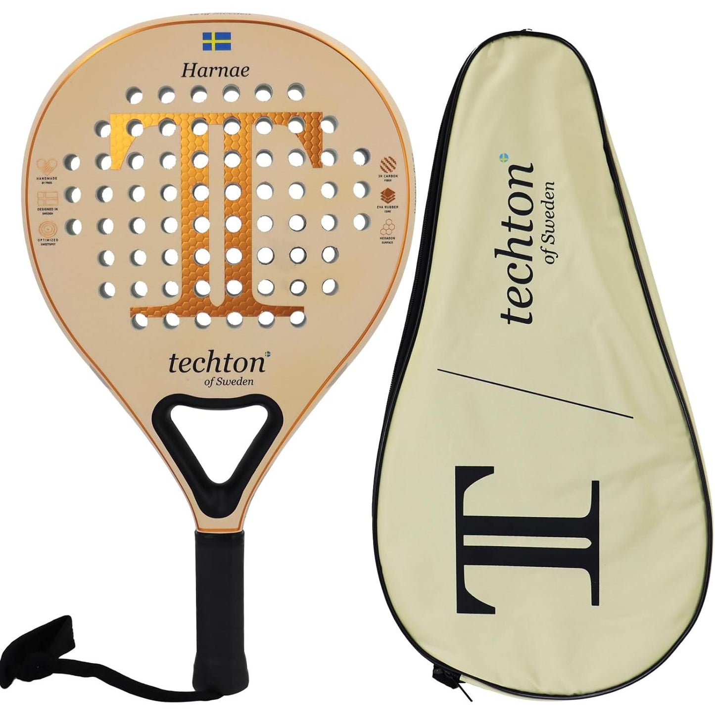 Paleta de Padel Rosa y dorado | Fibra de carbono | EVA Memory Foam Core | Incluye bolso transportador
