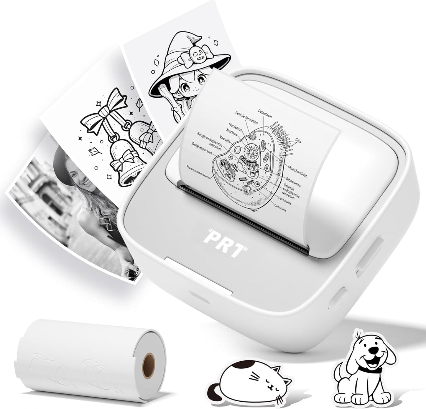 Mini impresora de calcomanías | Impresora térmica portátil sin tinta | Bluetooth | Incluye 1 rollo de papel adhesivo