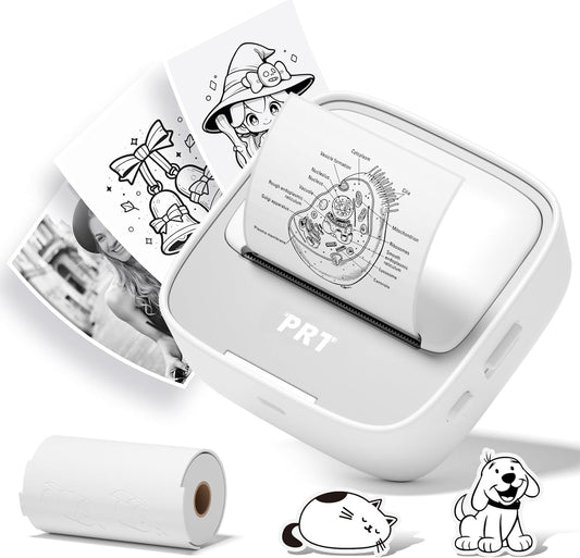 Mini impresora de calcomanías | Impresora térmica portátil sin tinta | Bluetooth | Incluye 1 rollo de papel adhesivo