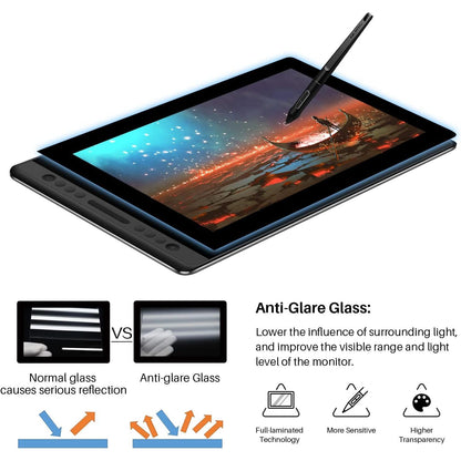 Tablet Pro 16 | Tablet de dibujo con pantalla | Lápiz | Vidrio antirreflejo | 6 teclas de acceso directo | Tableta gráfica para dibujar