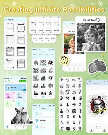 Mini impresora de calcomanías | Térmica | Bluetooth | Portátil | Incluye 3 rollos de papel 