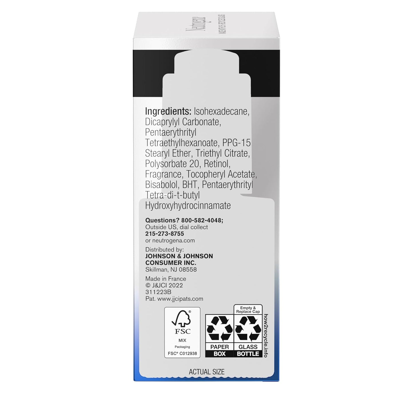 Serum facial Neutrogena Retinol Pro+ Power  antienvejecimiento con retinol puro y emolientes nutritivos, no comedogénico, sin parabenos, 1 onza líquida