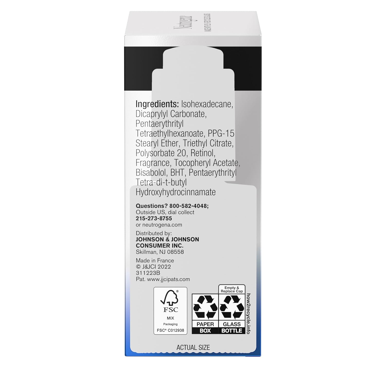 Serum facial Neutrogena Retinol Pro+ Power  antienvejecimiento con retinol puro y emolientes nutritivos, no comedogénico, sin parabenos, 1 onza líquida