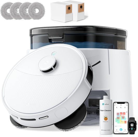 Lefant M3 Robot Aspiradora y Mopa 2 en 1 | 12000Pa Succión, Auto-Lavado y Secado de Mopas, Base con Autovaciado y Autorelleno, Cepillo Anti-Enredos, Navegación LiDAR Precisa, Control App/Alexa, 220 Min Autonomía