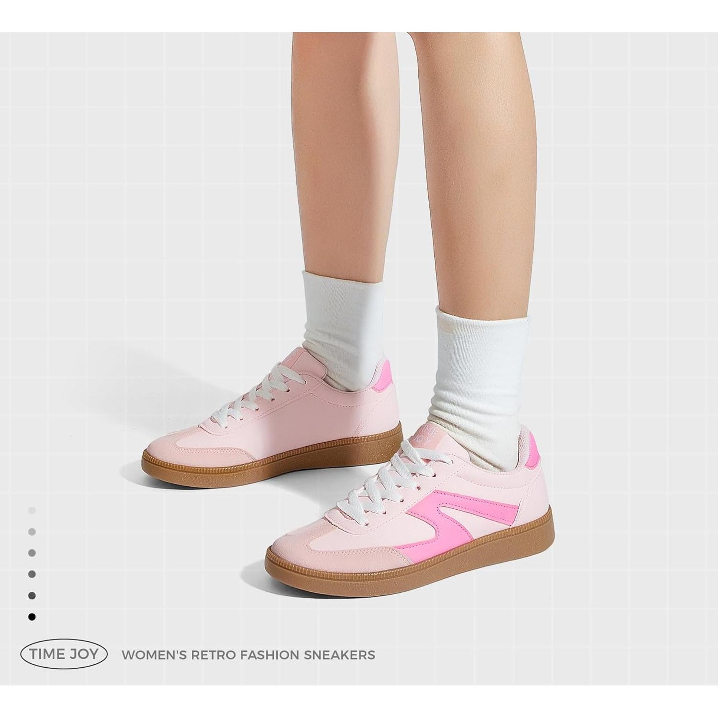 Zapatillas retro para mujer | Estilo vintage | Cuero y gamuza Rosa