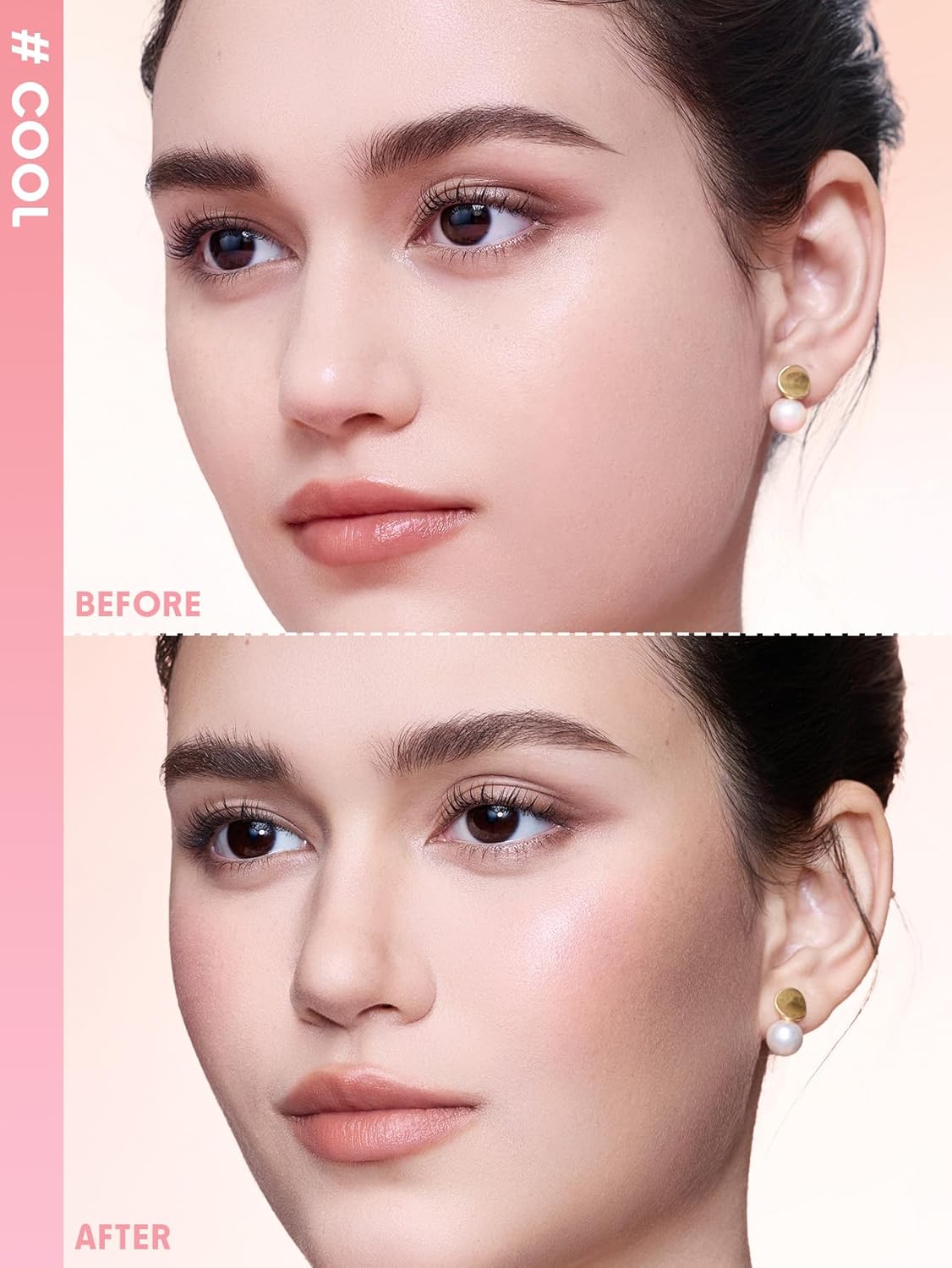 Paleta de resaltado y contorno de 4 tonos 2 en 1 | Iluminador facial brillante y contorno mate | Frio