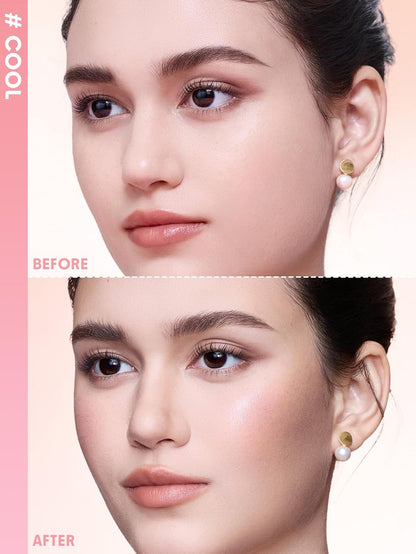 Paleta de resaltado y contorno de 4 tonos 2 en 1 | Iluminador facial brillante y contorno mate | Frio