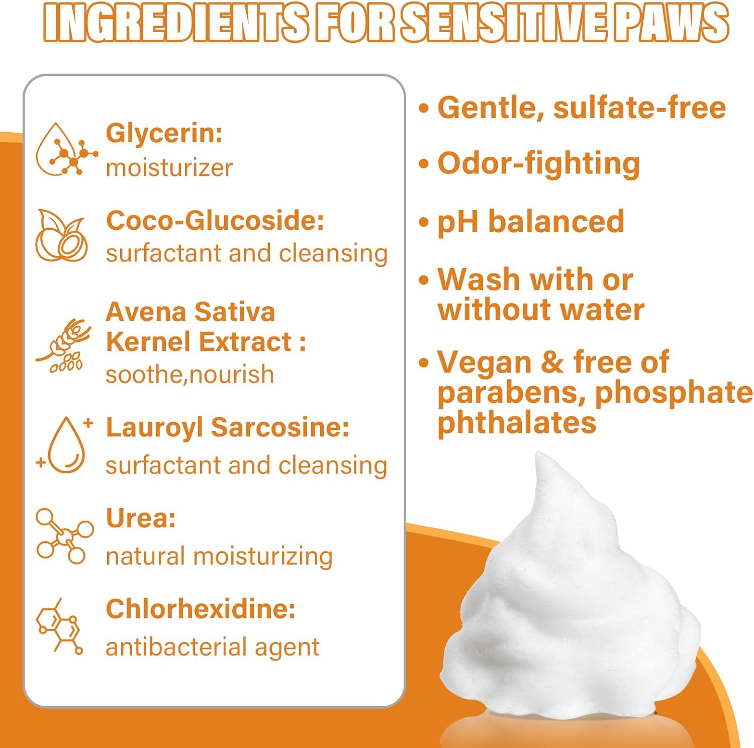 Limpiador de Patas para Perros y Gatos | Espuma Sin Enjuague con Cepillo de Silicona Integrado | 150 ml