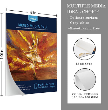 Kit de pintura acrílica | 24 Pinturas acrílicas + 8 pinceles + 1 bloc de hojas + paleta | Para niños y adultos