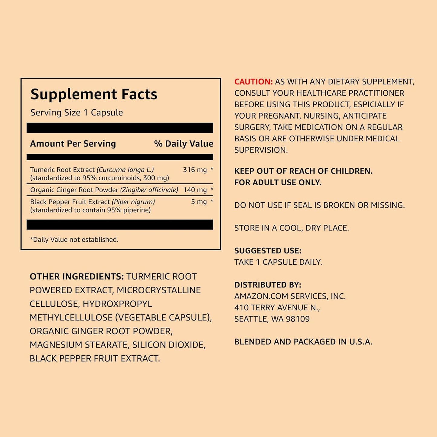 Complejo de cúrcuma | Curcumina + jengibre + pimienta negra | Para la inflamación | 65 cápsulas