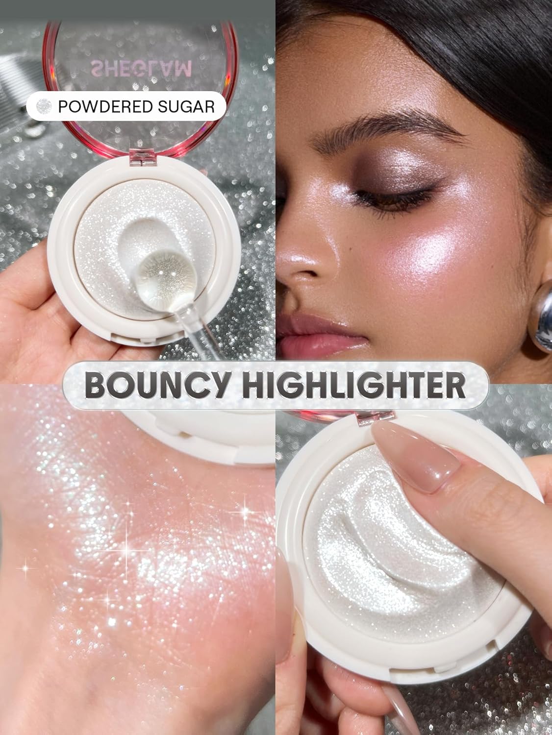 Iluminador con fórmula simil Mochi | Maquillaje brillante | Larga duración | Color: Powdered Sugar