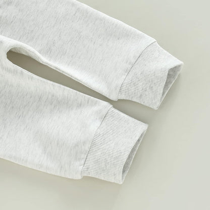 Conjunto de 2 piezas de ropa para bebé y niño, sudadera con cuello redondo con letras y pantalones casuales de otoño e invierno