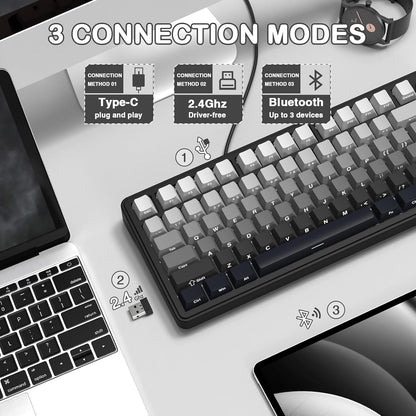 Teclado mecánico inalámbrico para juegos con perilla intercambiable en caliente
