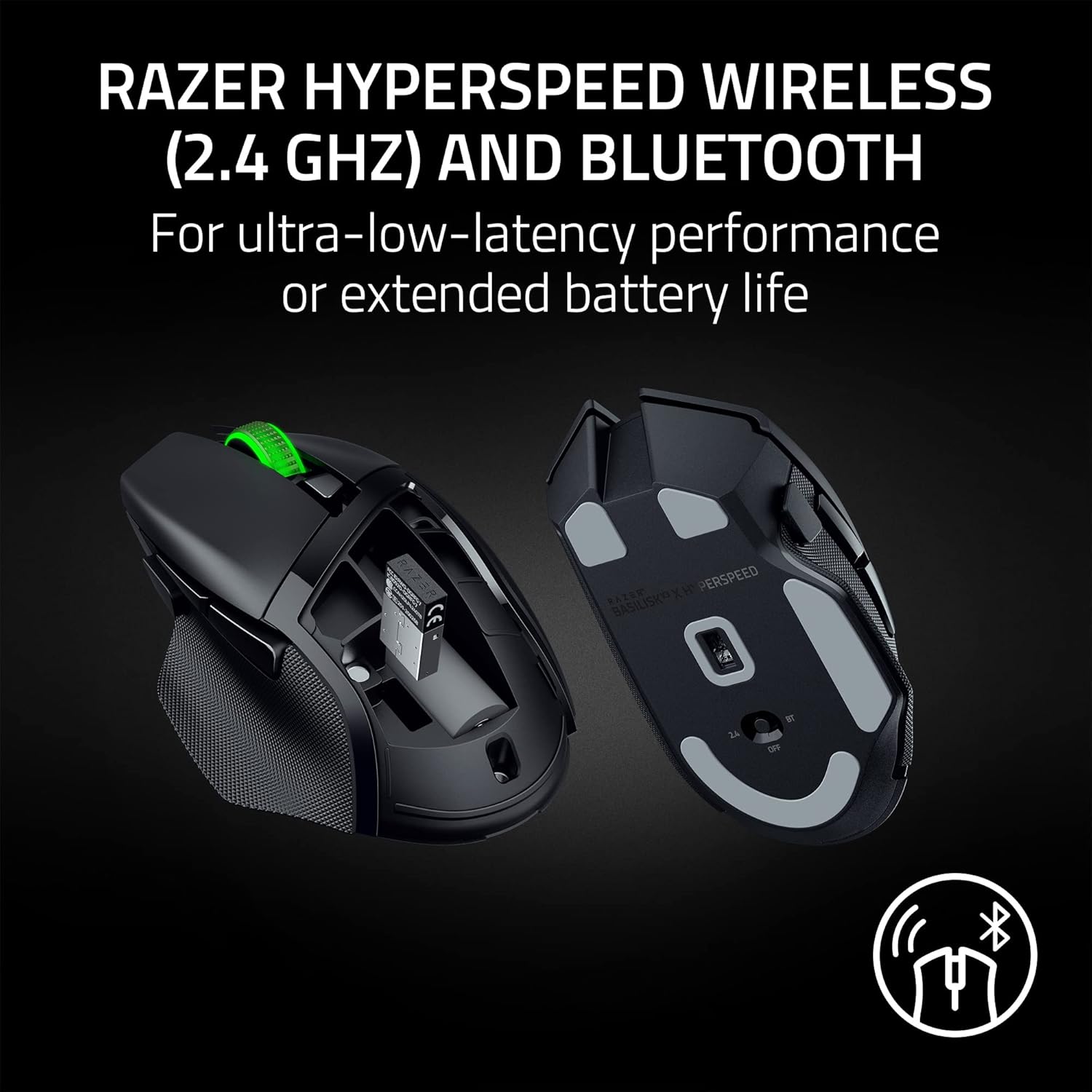 Razer Basilisk V3 X HyperSpeed – Mouse Gamer Inalámbrico Personalizable con Sensor Óptico 18K, 9 Controles Programables, Iluminación RGB y Larga Duración de Batería