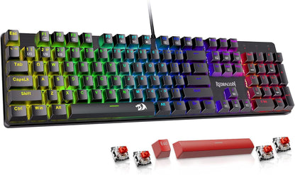 Redragon K671 Teclado Mecánico Gamer con Cable – Retroiluminado, Switches Rojos Hot-Swappable, Anti-Ghosting, Macros, PBT Keycaps