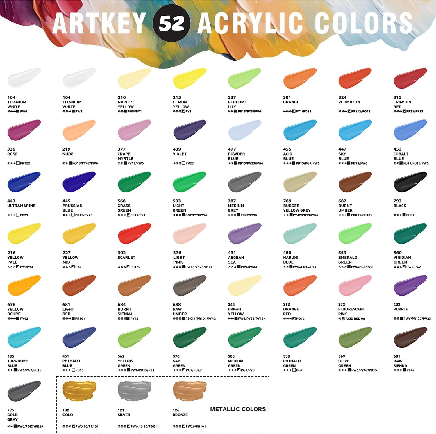 Set de 52 pinturas acrílicas | Colores variados 