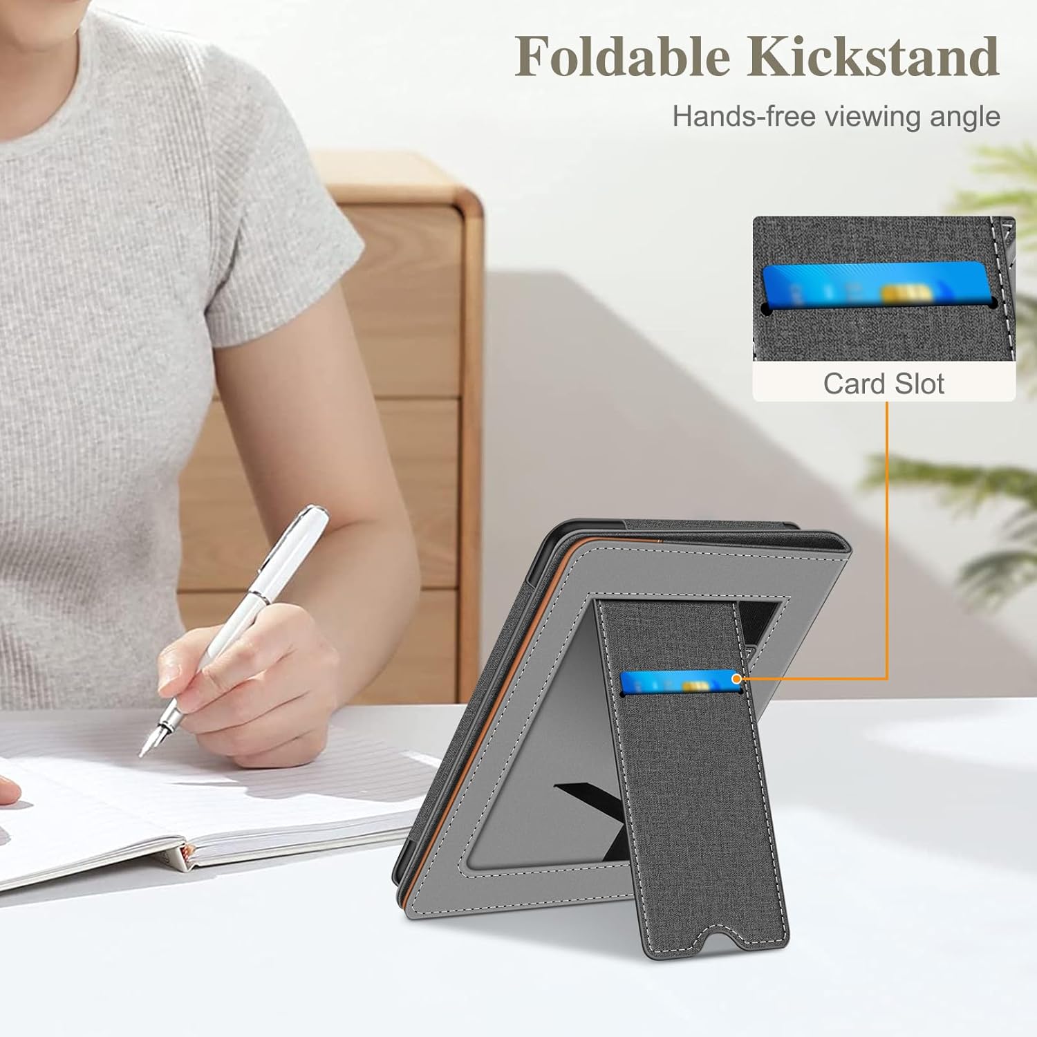 Fintie Case for 7"/6.8" Kindle Paperwhite(12Th/11Th Generation-2024/2021) and Kindle Colorsoft Signature Edition -Slim Foldable Stand Cover Auto Wake/Sleep for Paperwhite 2024, Denim Gray