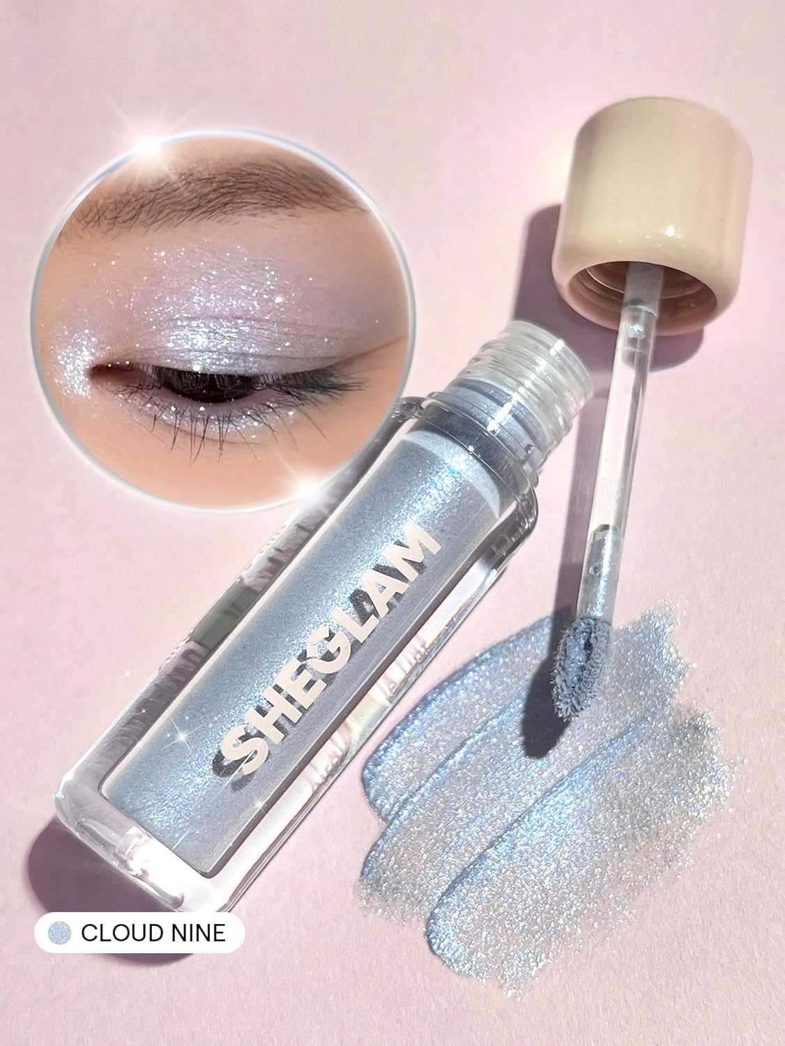 Tinte de ojos líquido larga duración | 16 horas | Sombra de ojos líquida brillante | Color de alto impacto | Color: Cloud Nine