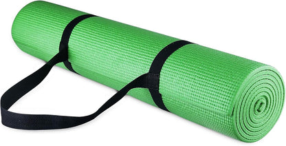 Fitvids All Purpose 1/4-Inch High Density Anti-Tear Exercise Yoga Mat with Carrying Strap, Multiple Colors