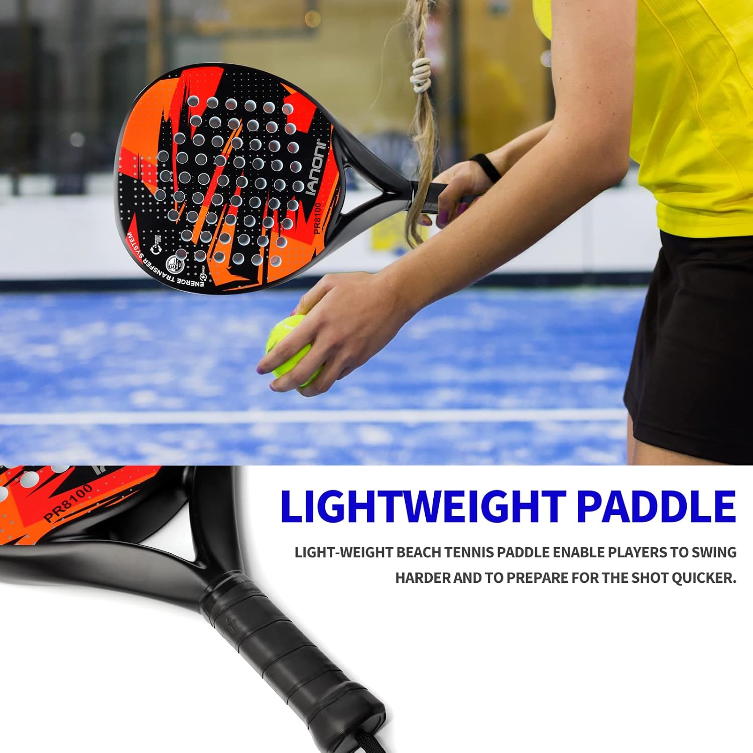 Padel Racket Carbon Fiber Surface with EVA Memory Flex Foam Core Lightweight Padel Racquet