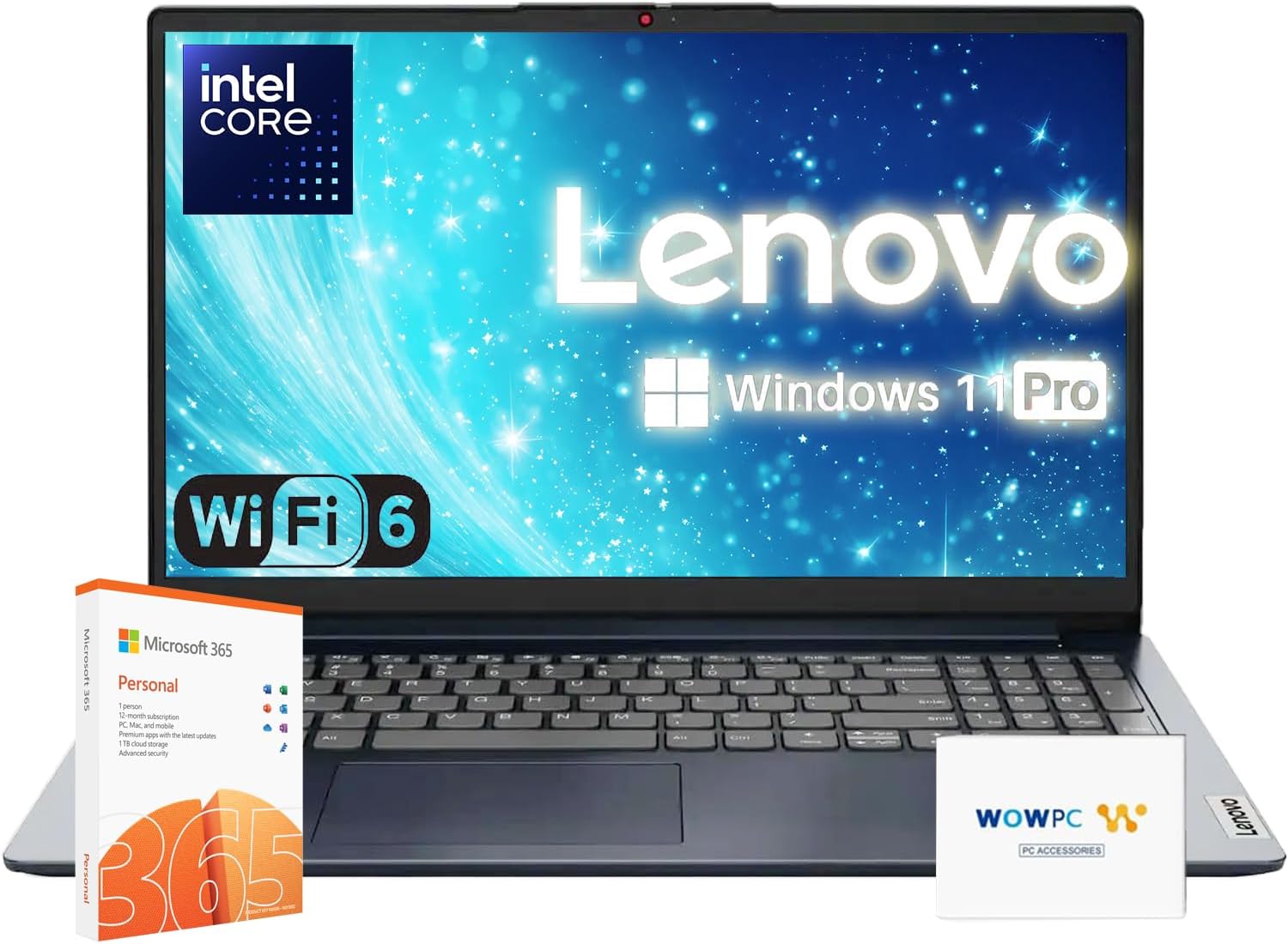 Premium Series Ideapad Laptop | Latest Model | 12GB RAM | 256GB SSD | 1 Year Office 365 W/ 1TB Cloud Storage | Intel Core | 15.6" | Numeric Keypad | Wifi 6 | Win 11 | W/Wowpc Recovery USB
