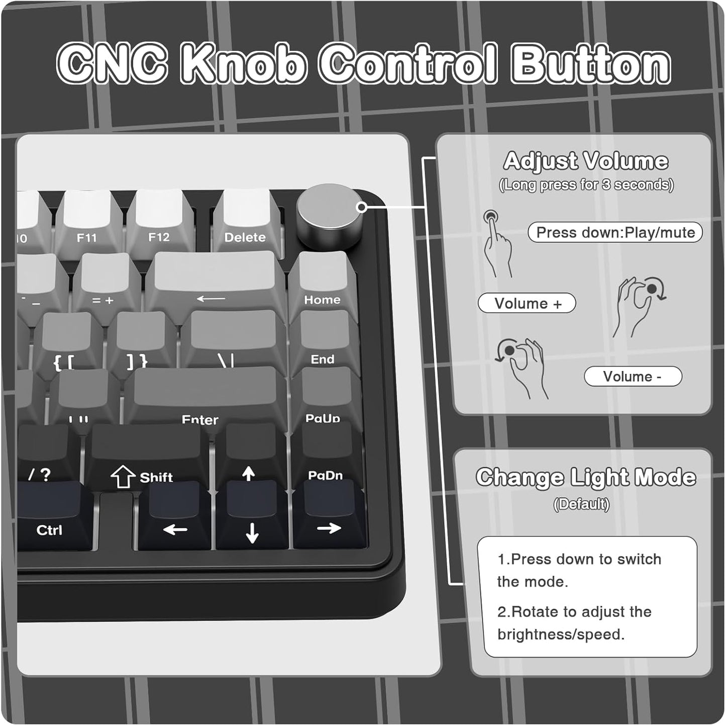 Teclado mecánico inalámbrico para juegos con perilla intercambiable en caliente