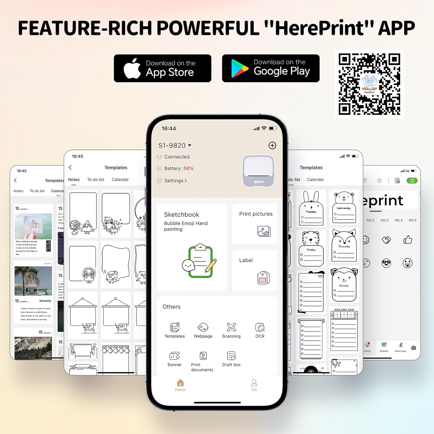Mini impresora de calcomanías | Impresora térmica portátil sin tinta | Bluetooth | Incluye 1 rollo de papel adhesivo