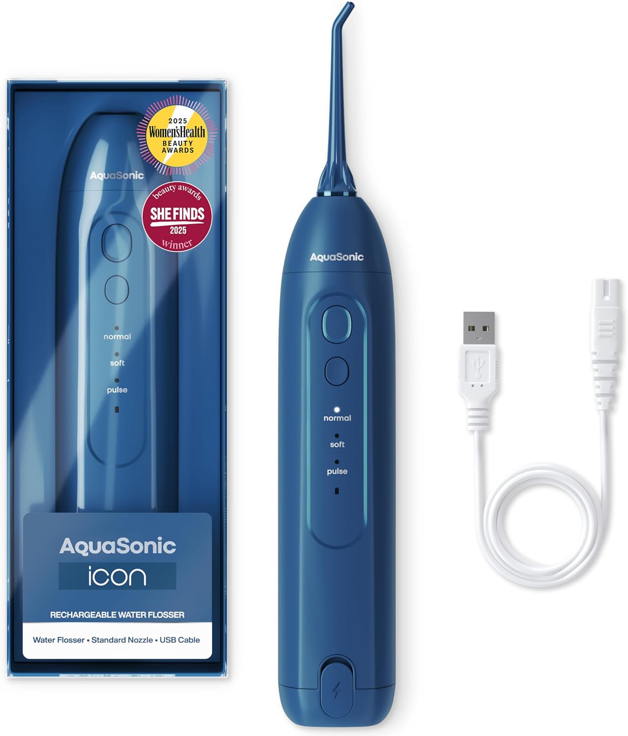 Irrigador Dental Portátil Icon – Flosser Eléctrico Recargable Inalámbrico, Resistente al Agua con 3 Modos, Punta de Chorro y Batería de Larga Duración – Ideal para Viajes, Brackets y Salud de Encías – Color Blush