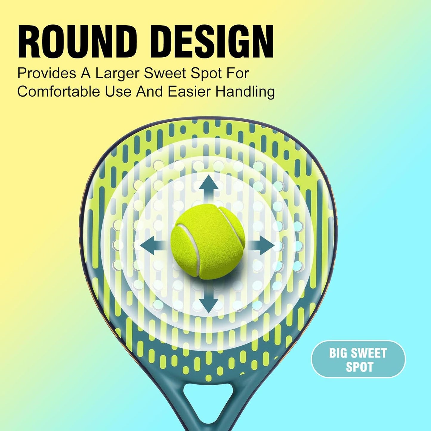 Padel Racket Carbon and Fiberglass Surface and EVA Memory Foam Core for Kids, Junior, Adult