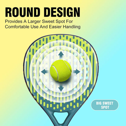 Padel Racket Carbon and Fiberglass Surface and EVA Memory Foam Core for Kids, Junior, Adult